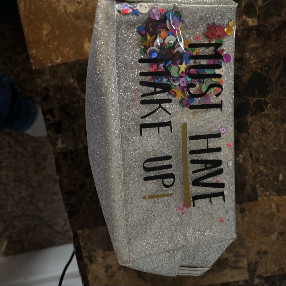 Glittery Silver Makeup Bag